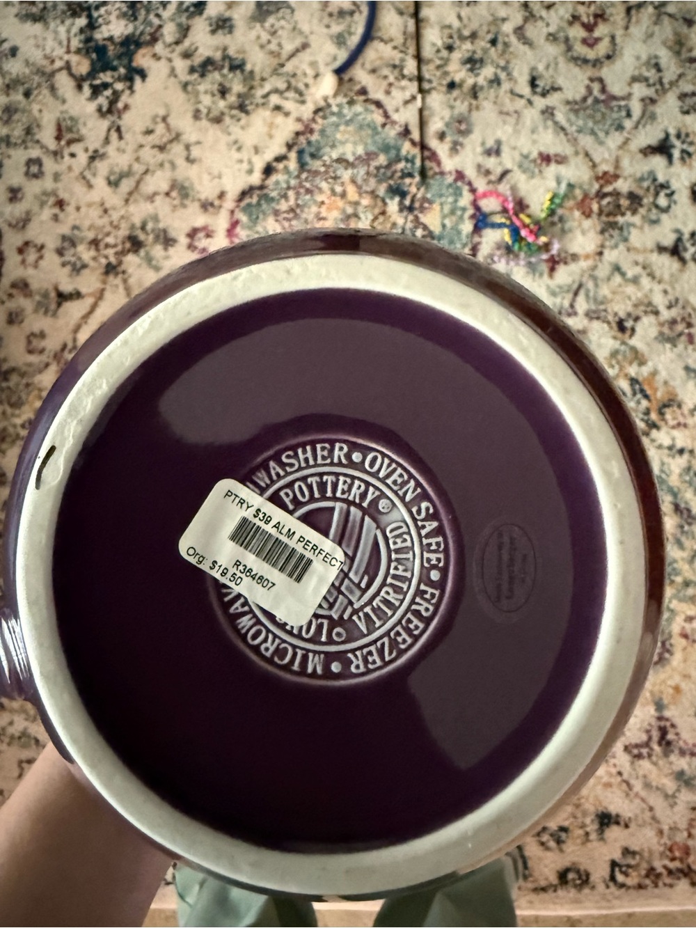 Longaberger Deep Purple Ceramic Pitcher - Picture 3 of 3